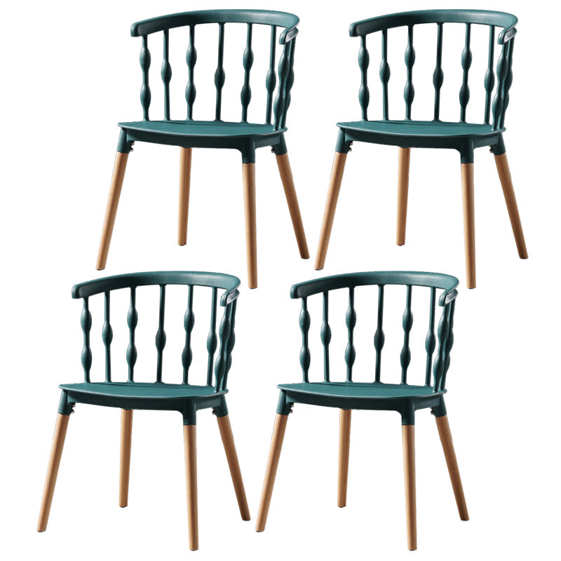 Contemporary Style Dining Room Chairs Plastic Armless Chairs with Wooden Legs Navy 4 Piece Set Clearhalo ' kitchen&dining_furn' 'Dining Chairs' 'Dining Tables & Seating' 'dining_chair' 'furn' 'furn_dining_chair' 'Furniture' 'furniture_dining_chair' 'Kitchen & Dining Furniture' 'kitchen' 3854018