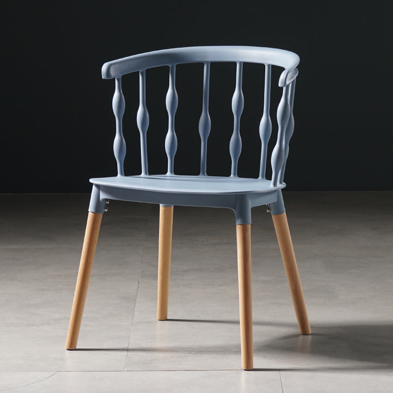 Contemporary Style Dining Room Chairs Plastic Armless Chairs with Wooden Legs Blue 1 Piece Clearhalo ' kitchen&dining_furn' 'Dining Chairs' 'Dining Tables & Seating' 'dining_chair' 'furn' 'furn_dining_chair' 'Furniture' 'furniture_dining_chair' 'Kitchen & Dining Furniture' 'kitchen' 3854019