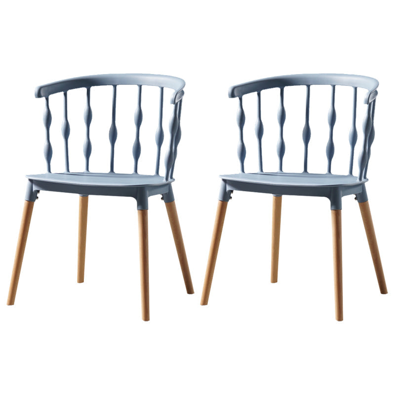 Contemporary Style Dining Room Chairs Plastic Armless Chairs with Wooden Legs Blue 2 Piece Set Clearhalo ' kitchen&dining_furn' 'Dining Chairs' 'Dining Tables & Seating' 'dining_chair' 'furn' 'furn_dining_chair' 'Furniture' 'furniture_dining_chair' 'Kitchen & Dining Furniture' 'kitchen' 3854020
