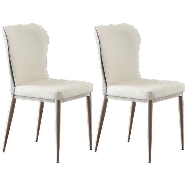 Contemporary Style Metal Dining Chair Wingback Side Armless Chairs (Set of 2) White Clearhalo ' kitchen&dining_furn' 'Dining Chairs' 'Dining Tables & Seating' 'dining_chair' 'furn' 'furn_dining_chair' 'Furniture' 'furniture_dining_chair' 'Kitchen & Dining Furniture' 'kitchen' 3854062