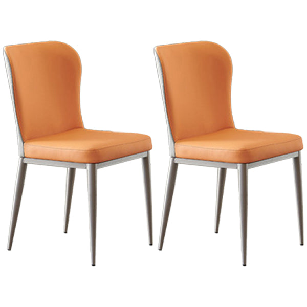 Contemporary Style Metal Dining Chair Wingback Side Armless Chairs (Set of 2) Orange Clearhalo ' kitchen&dining_furn' 'Dining Chairs' 'Dining Tables & Seating' 'dining_chair' 'furn' 'furn_dining_chair' 'Furniture' 'furniture_dining_chair' 'Kitchen & Dining Furniture' 'kitchen' 3854063