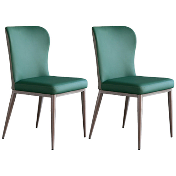 Contemporary Style Metal Dining Chair Wingback Side Armless Chairs (Set of 2) Green Clearhalo ' kitchen&dining_furn' 'Dining Chairs' 'Dining Tables & Seating' 'dining_chair' 'furn' 'furn_dining_chair' 'Furniture' 'furniture_dining_chair' 'Kitchen & Dining Furniture' 'kitchen' 3854065