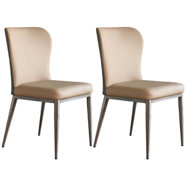Contemporary Style Metal Dining Chair Wingback Side Armless Chairs (Set of 2) Coffee Clearhalo ' kitchen&dining_furn' 'Dining Chairs' 'Dining Tables & Seating' 'dining_chair' 'furn' 'furn_dining_chair' 'Furniture' 'furniture_dining_chair' 'Kitchen & Dining Furniture' 'kitchen' 3854067
