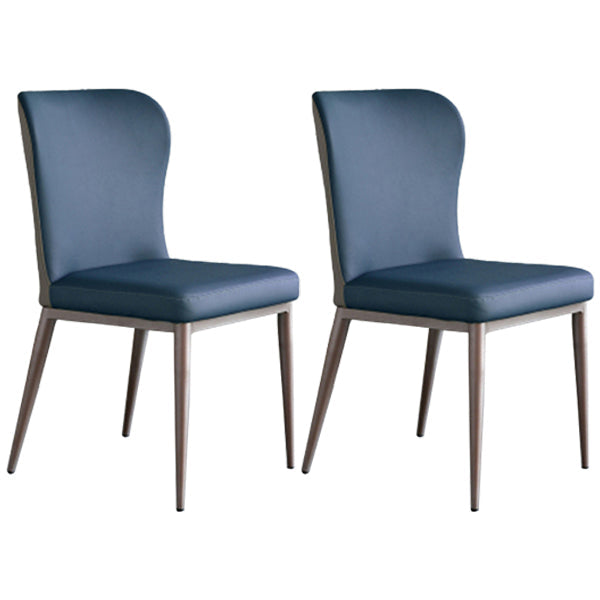 Contemporary Style Metal Dining Chair Wingback Side Armless Chairs (Set of 2) Navy Clearhalo ' kitchen&dining_furn' 'Dining Chairs' 'Dining Tables & Seating' 'dining_chair' 'furn' 'furn_dining_chair' 'Furniture' 'furniture_dining_chair' 'Kitchen & Dining Furniture' 'kitchen' 3854069