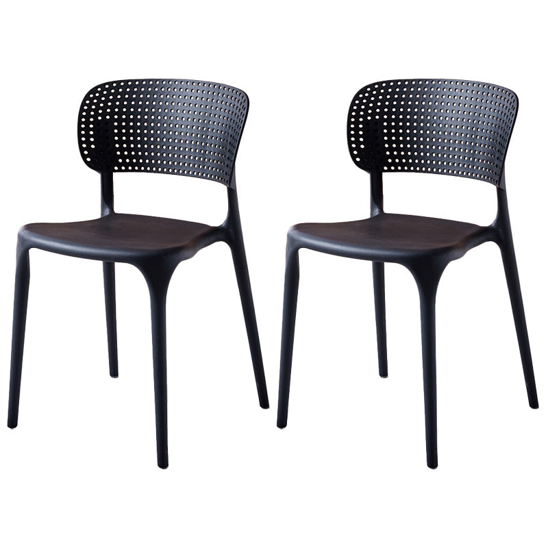 Modern Indoor-Outdoor Plastic Dining Armchair Home Open Back Dining Side Chair Black 2 Piece Set Clearhalo ' kitchen&dining_furn' 'Dining Chairs' 'Dining Tables & Seating' 'dining_chair' 'furn' 'furn_dining_chair' 'Furniture' 'furniture_dining_chair' 'Kitchen & Dining Furniture' 'kitchen' 3854079