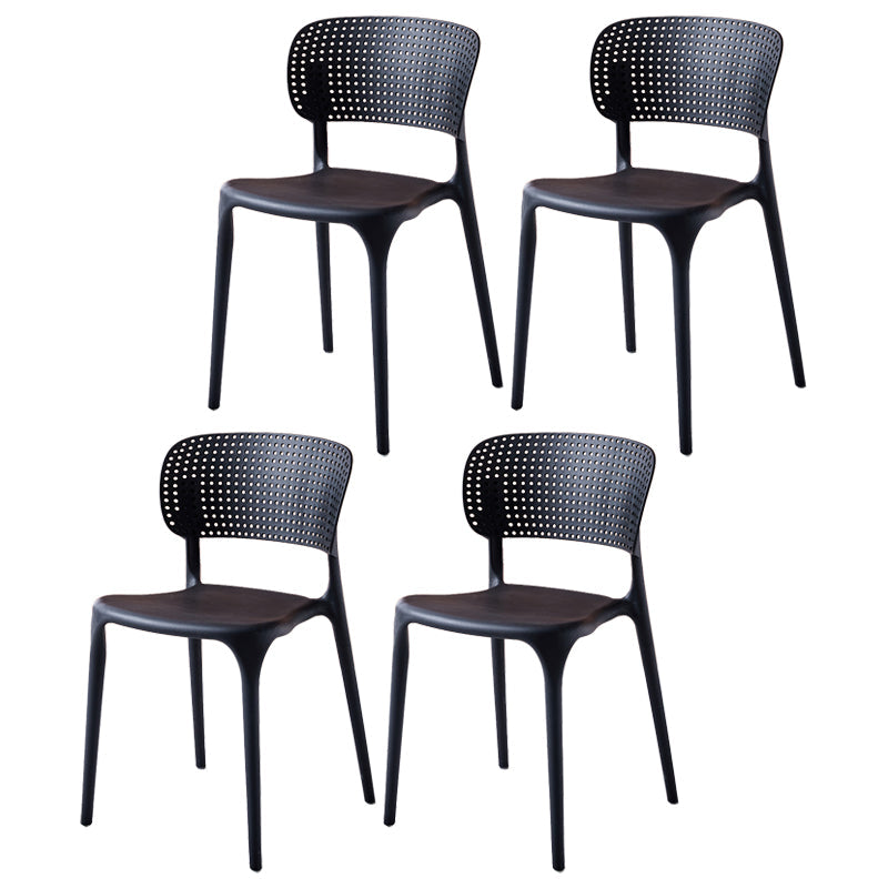 Modern Indoor-Outdoor Plastic Dining Armchair Home Open Back Dining Side Chair Black 4 Piece Set Clearhalo ' kitchen&dining_furn' 'Dining Chairs' 'Dining Tables & Seating' 'dining_chair' 'furn' 'furn_dining_chair' 'Furniture' 'furniture_dining_chair' 'Kitchen & Dining Furniture' 'kitchen' 3854081