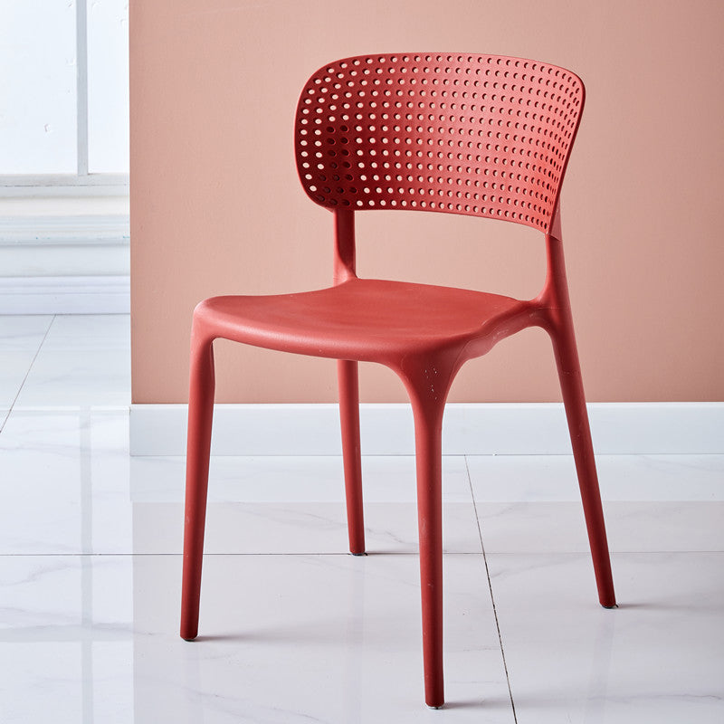 Modern Indoor-Outdoor Plastic Dining Armchair Home Open Back Dining Side Chair Red 1 Piece Clearhalo ' kitchen&dining_furn' 'Dining Chairs' 'Dining Tables & Seating' 'dining_chair' 'furn' 'furn_dining_chair' 'Furniture' 'furniture_dining_chair' 'Kitchen & Dining Furniture' 'kitchen' 3854083