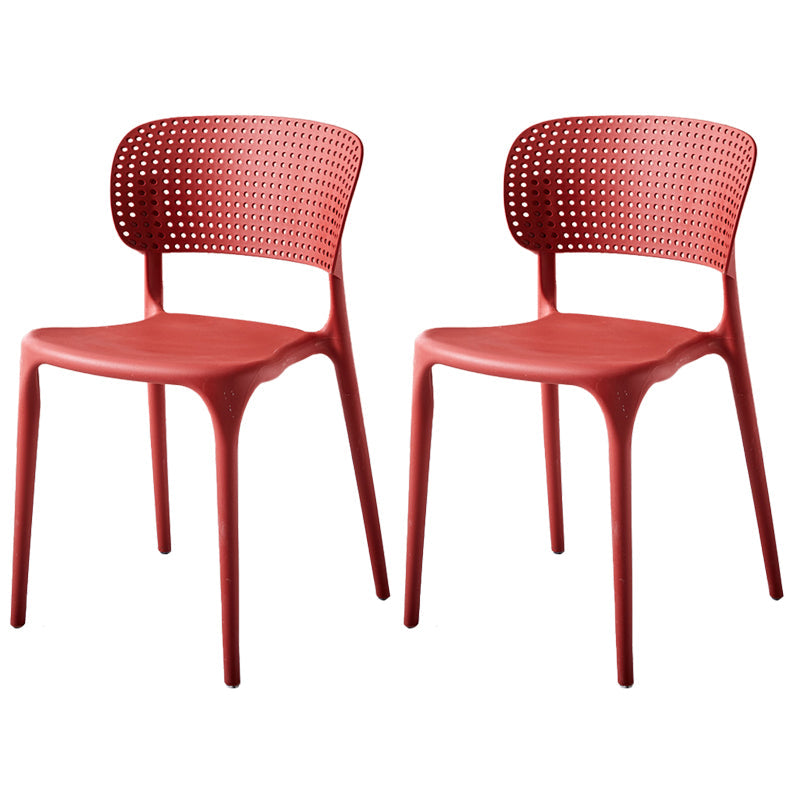 Modern Indoor-Outdoor Plastic Dining Armchair Home Open Back Dining Side Chair Red 2 Piece Set Clearhalo ' kitchen&dining_furn' 'Dining Chairs' 'Dining Tables & Seating' 'dining_chair' 'furn' 'furn_dining_chair' 'Furniture' 'furniture_dining_chair' 'Kitchen & Dining Furniture' 'kitchen' 3854085