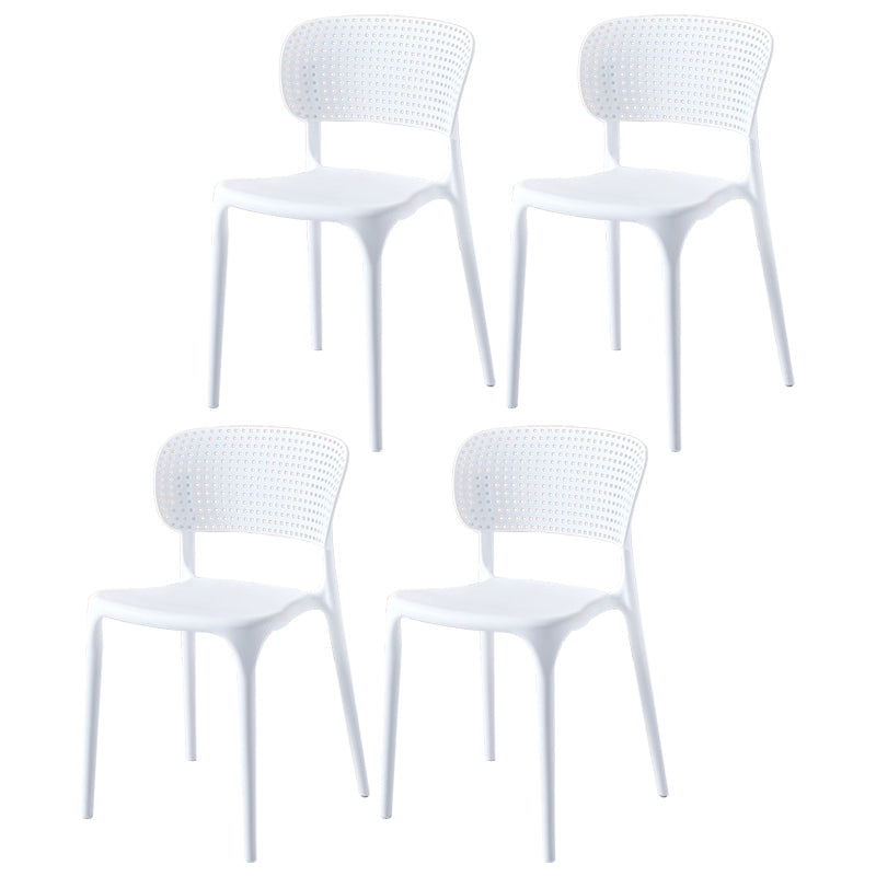Modern Indoor-Outdoor Plastic Dining Armchair Home Open Back Dining Side Chair White 4 Piece Set Clearhalo ' kitchen&dining_furn' 'Dining Chairs' 'Dining Tables & Seating' 'dining_chair' 'furn' 'furn_dining_chair' 'Furniture' 'furniture_dining_chair' 'Kitchen & Dining Furniture' 'kitchen' 3854098
