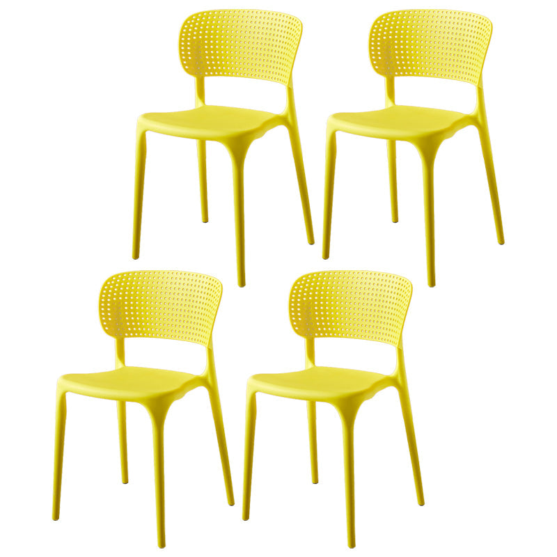 Modern Indoor-Outdoor Plastic Dining Armchair Home Open Back Dining Side Chair Yellow 4 Piece Set Clearhalo ' kitchen&dining_furn' 'Dining Chairs' 'Dining Tables & Seating' 'dining_chair' 'furn' 'furn_dining_chair' 'Furniture' 'furniture_dining_chair' 'Kitchen & Dining Furniture' 'kitchen' 3854101