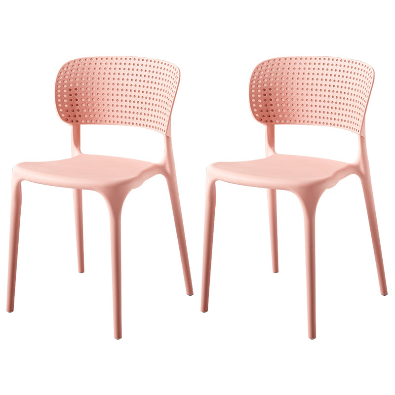 Modern Indoor-Outdoor Plastic Dining Armchair Home Open Back Dining Side Chair Pink 2 Piece Set Clearhalo ' kitchen&dining_furn' 'Dining Chairs' 'Dining Tables & Seating' 'dining_chair' 'furn' 'furn_dining_chair' 'Furniture' 'furniture_dining_chair' 'Kitchen & Dining Furniture' 'kitchen' 3854103