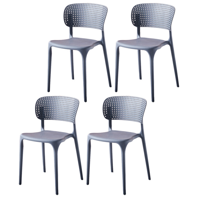Modern Indoor-Outdoor Plastic Dining Armchair Home Open Back Dining Side Chair Grey 4 Piece Set Clearhalo ' kitchen&dining_furn' 'Dining Chairs' 'Dining Tables & Seating' 'dining_chair' 'furn' 'furn_dining_chair' 'Furniture' 'furniture_dining_chair' 'Kitchen & Dining Furniture' 'kitchen' 3854107