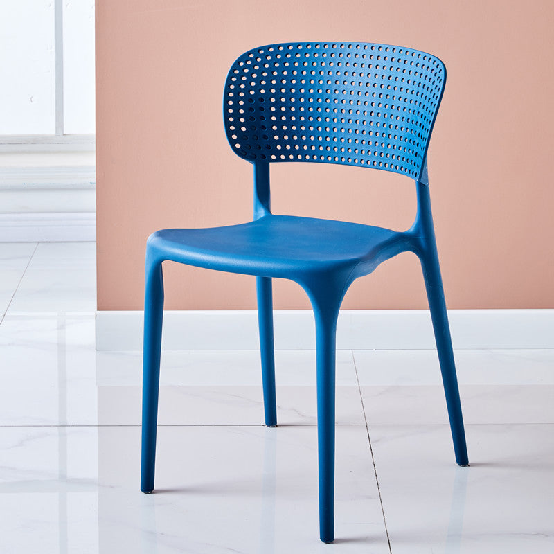 Modern Indoor-Outdoor Plastic Dining Armchair Home Open Back Dining Side Chair Dark Blue 1 Piece Clearhalo ' kitchen&dining_furn' 'Dining Chairs' 'Dining Tables & Seating' 'dining_chair' 'furn' 'furn_dining_chair' 'Furniture' 'furniture_dining_chair' 'Kitchen & Dining Furniture' 'kitchen' 3854108