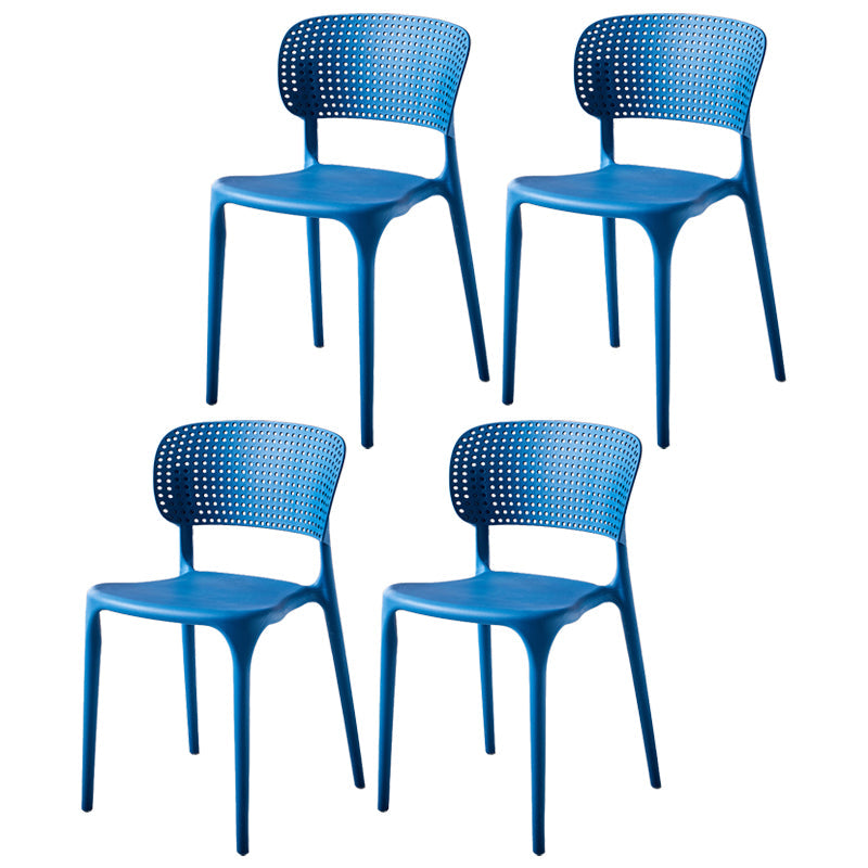 Modern Indoor-Outdoor Plastic Dining Armchair Home Open Back Dining Side Chair Dark Blue 4 Piece Set Clearhalo ' kitchen&dining_furn' 'Dining Chairs' 'Dining Tables & Seating' 'dining_chair' 'furn' 'furn_dining_chair' 'Furniture' 'furniture_dining_chair' 'Kitchen & Dining Furniture' 'kitchen' 3854110