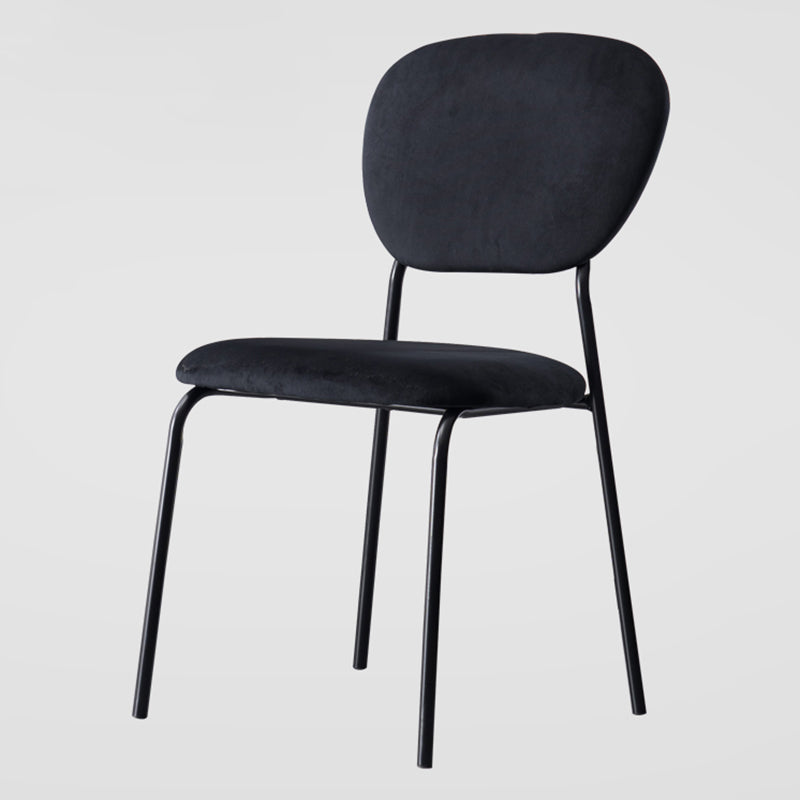 Open Back Armless Dining Chairs Upholstered Side Chairs with Metal Legs Black 1 Piece Clearhalo ' kitchen&dining_furn' 'Dining Chairs' 'Dining Tables & Seating' 'dining_chair' 'furn' 'furn_dining_chair' 'Furniture' 'furniture_dining_chair' 'Kitchen & Dining Furniture' 'kitchen' 3854112