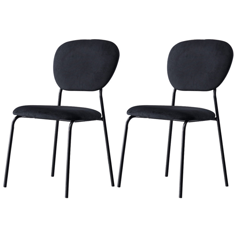Open Back Armless Dining Chairs Upholstered Side Chairs with Metal Legs Black 2 Piece Set Clearhalo ' kitchen&dining_furn' 'Dining Chairs' 'Dining Tables & Seating' 'dining_chair' 'furn' 'furn_dining_chair' 'Furniture' 'furniture_dining_chair' 'Kitchen & Dining Furniture' 'kitchen' 3854114