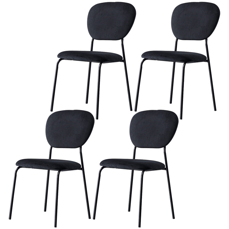 Open Back Armless Dining Chairs Upholstered Side Chairs with Metal Legs Black 4 Piece Set Clearhalo ' kitchen&dining_furn' 'Dining Chairs' 'Dining Tables & Seating' 'dining_chair' 'furn' 'furn_dining_chair' 'Furniture' 'furniture_dining_chair' 'Kitchen & Dining Furniture' 'kitchen' 3854115