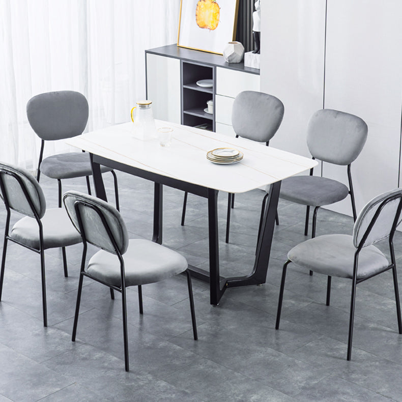 Open Back Armless Dining Chairs Upholstered Side Chairs with Metal Legs Clearhalo ' kitchen&dining_furn' 'Dining Chairs' 'Dining Tables & Seating' 'dining_chair' 'furn' 'furn_dining_chair' 'Furniture' 'furniture_dining_chair' 'Kitchen & Dining Furniture' 'kitchen' 3854118