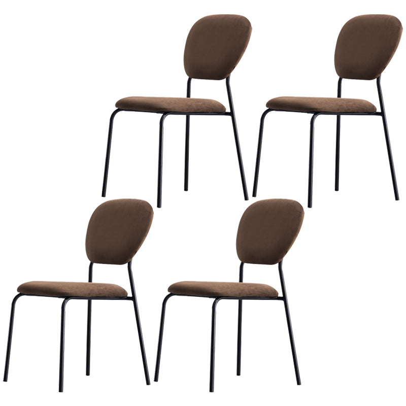 Open Back Armless Dining Chairs Upholstered Side Chairs with Metal Legs Brown 4 Piece Set Clearhalo ' kitchen&dining_furn' 'Dining Chairs' 'Dining Tables & Seating' 'dining_chair' 'furn' 'furn_dining_chair' 'Furniture' 'furniture_dining_chair' 'Kitchen & Dining Furniture' 'kitchen' 3854128