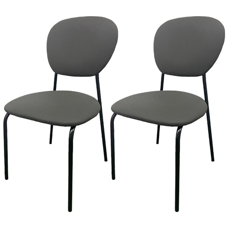 Open Back Armless Dining Chairs Upholstered Side Chairs with Metal Legs Dark Gray 2 Piece Set Clearhalo ' kitchen&dining_furn' 'Dining Chairs' 'Dining Tables & Seating' 'dining_chair' 'furn' 'furn_dining_chair' 'Furniture' 'furniture_dining_chair' 'Kitchen & Dining Furniture' 'kitchen' 3854131