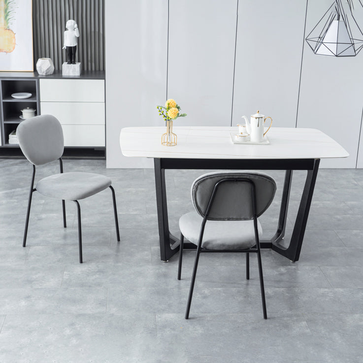 Open Back Armless Dining Chairs Upholstered Side Chairs with Metal Legs Clearhalo ' kitchen&dining_furn' 'Dining Chairs' 'Dining Tables & Seating' 'dining_chair' 'furn' 'furn_dining_chair' 'Furniture' 'furniture_dining_chair' 'Kitchen & Dining Furniture' 'kitchen' 3854132