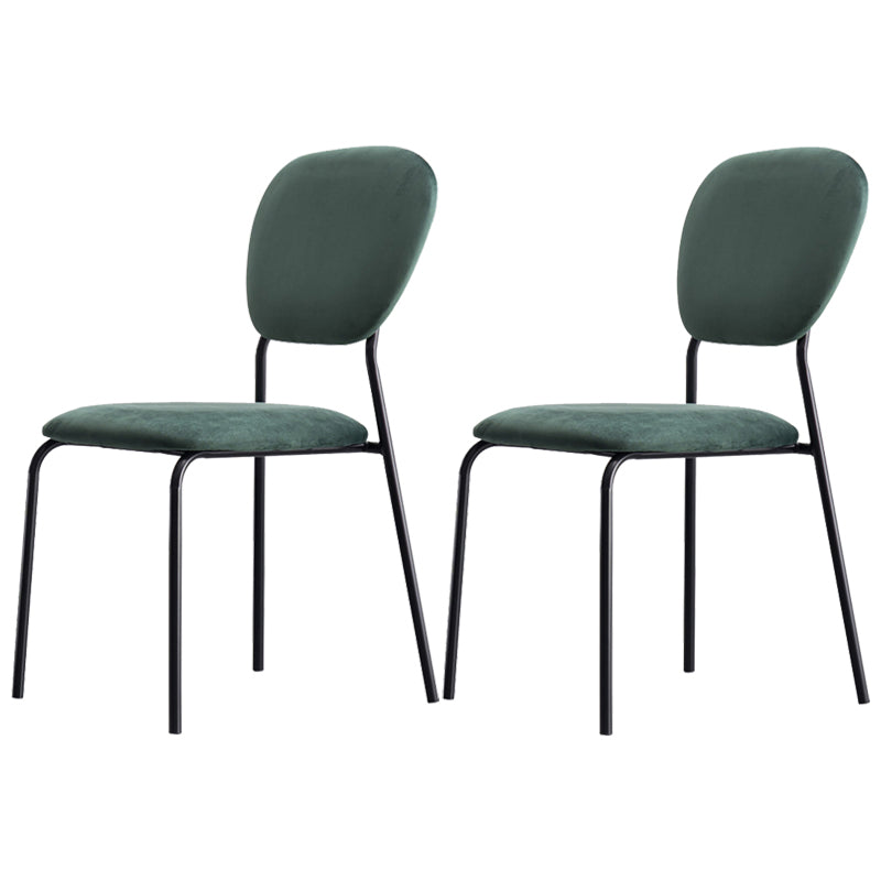 Open Back Armless Dining Chairs Upholstered Side Chairs with Metal Legs Green 2 Piece Set Clearhalo ' kitchen&dining_furn' 'Dining Chairs' 'Dining Tables & Seating' 'dining_chair' 'furn' 'furn_dining_chair' 'Furniture' 'furniture_dining_chair' 'Kitchen & Dining Furniture' 'kitchen' 3854135