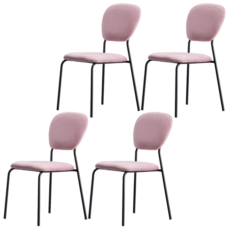 Open Back Armless Dining Chairs Upholstered Side Chairs with Metal Legs Pink 4 Piece Set Clearhalo ' kitchen&dining_furn' 'Dining Chairs' 'Dining Tables & Seating' 'dining_chair' 'furn' 'furn_dining_chair' 'Furniture' 'furniture_dining_chair' 'Kitchen & Dining Furniture' 'kitchen' 3854139