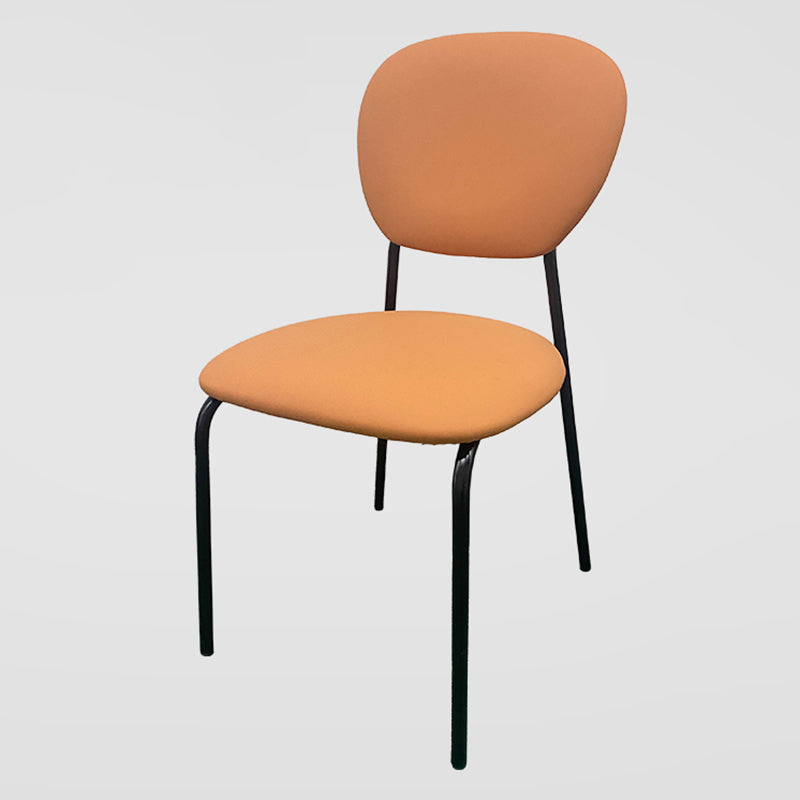 Open Back Armless Dining Chairs Upholstered Side Chairs with Metal Legs Orange 1 Piece Clearhalo ' kitchen&dining_furn' 'Dining Chairs' 'Dining Tables & Seating' 'dining_chair' 'furn' 'furn_dining_chair' 'Furniture' 'furniture_dining_chair' 'Kitchen & Dining Furniture' 'kitchen' 3854140