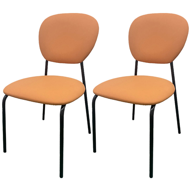 Open Back Armless Dining Chairs Upholstered Side Chairs with Metal Legs Orange 2 Piece Set Clearhalo ' kitchen&dining_furn' 'Dining Chairs' 'Dining Tables & Seating' 'dining_chair' 'furn' 'furn_dining_chair' 'Furniture' 'furniture_dining_chair' 'Kitchen & Dining Furniture' 'kitchen' 3854141