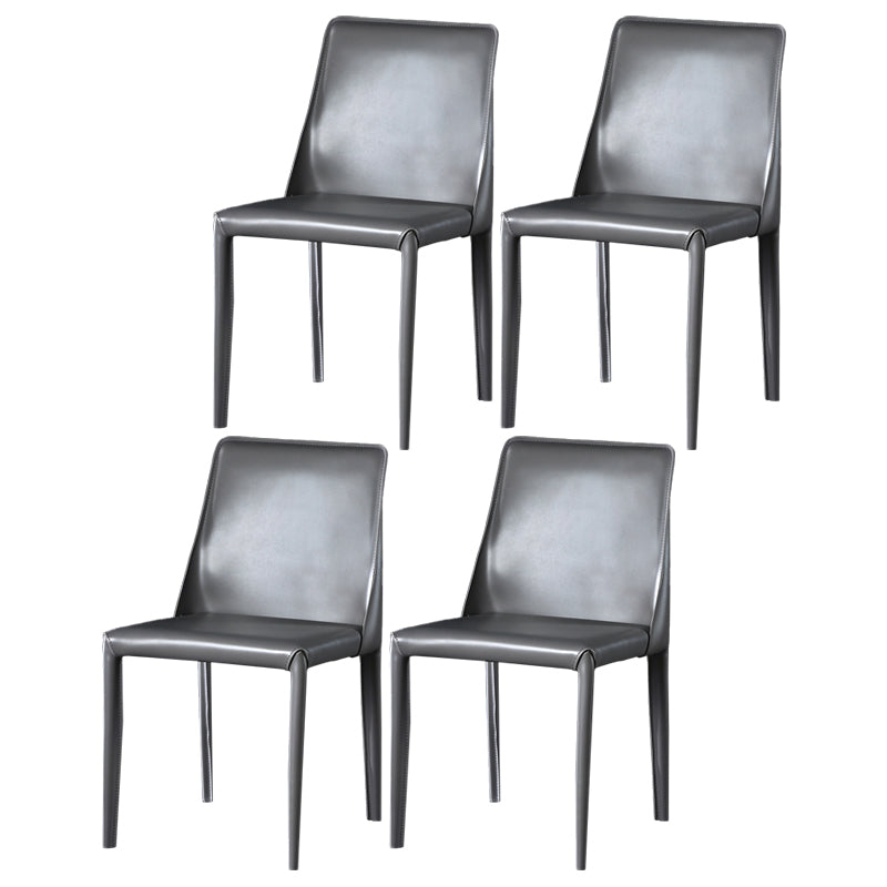 Contemporary Leather Dining Room Chairs Upholstered Armless Dining Chairs for Home Use Dark Gray 4 Piece Set Clearhalo ' kitchen&dining_furn' 'Dining Chairs' 'Dining Tables & Seating' 'dining_chair' 'furn' 'furn_dining_chair' 'Furniture' 'furniture_dining_chair' 'Kitchen & Dining Furniture' 'kitchen' 3854149