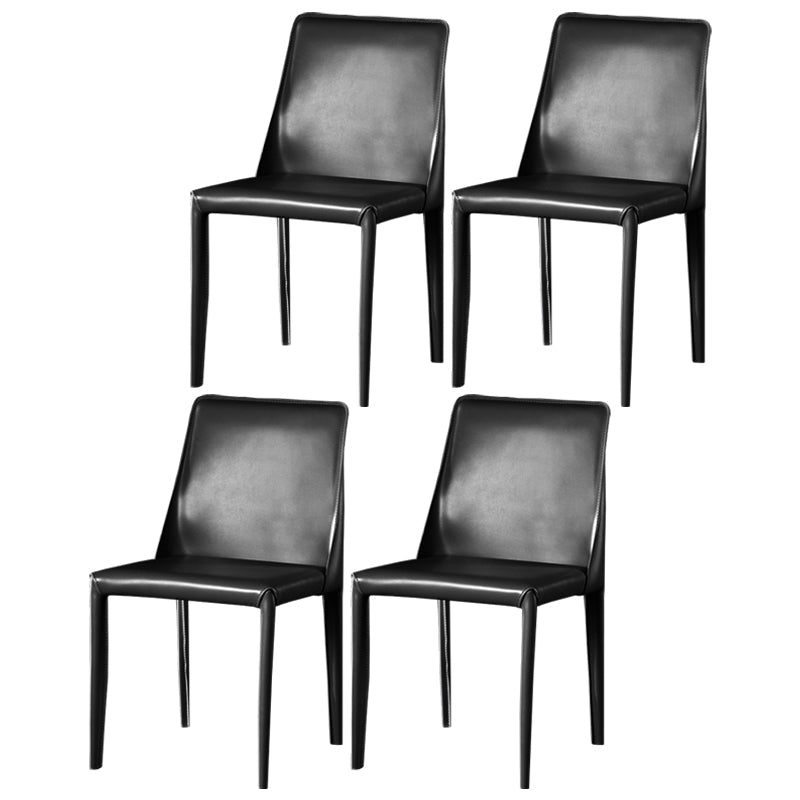 Contemporary Leather Dining Room Chairs Upholstered Armless Dining Chairs for Home Use Black 4 Piece Set Clearhalo ' kitchen&dining_furn' 'Dining Chairs' 'Dining Tables & Seating' 'dining_chair' 'furn' 'furn_dining_chair' 'Furniture' 'furniture_dining_chair' 'Kitchen & Dining Furniture' 'kitchen' 3854154
