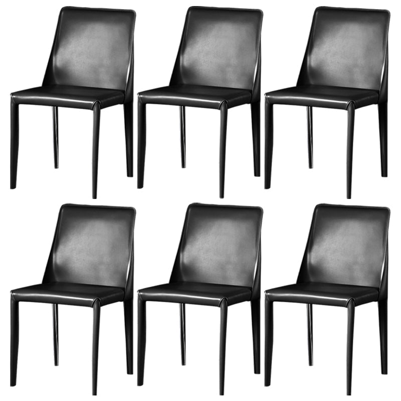 Contemporary Leather Dining Room Chairs Upholstered Armless Dining Chairs for Home Use Black 6 Piece Set Clearhalo ' kitchen&dining_furn' 'Dining Chairs' 'Dining Tables & Seating' 'dining_chair' 'furn' 'furn_dining_chair' 'Furniture' 'furniture_dining_chair' 'Kitchen & Dining Furniture' 'kitchen' 3854156