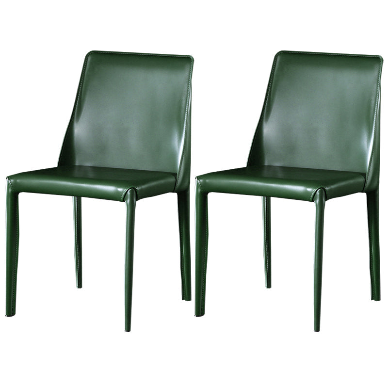 Contemporary Leather Dining Room Chairs Upholstered Armless Dining Chairs for Home Use Green 2 Piece Set Clearhalo ' kitchen&dining_furn' 'Dining Chairs' 'Dining Tables & Seating' 'dining_chair' 'furn' 'furn_dining_chair' 'Furniture' 'furniture_dining_chair' 'Kitchen & Dining Furniture' 'kitchen' 3854158