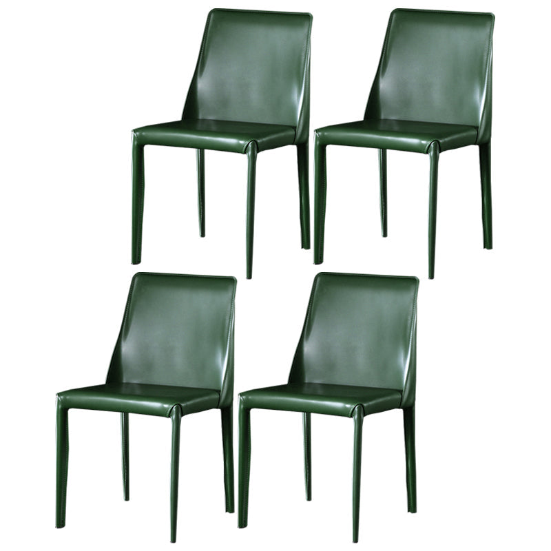 Contemporary Leather Dining Room Chairs Upholstered Armless Dining Chairs for Home Use Green 4 Piece Set Clearhalo ' kitchen&dining_furn' 'Dining Chairs' 'Dining Tables & Seating' 'dining_chair' 'furn' 'furn_dining_chair' 'Furniture' 'furniture_dining_chair' 'Kitchen & Dining Furniture' 'kitchen' 3854160