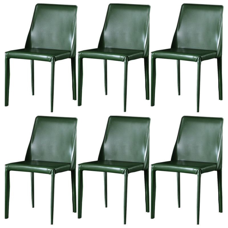 Contemporary Leather Dining Room Chairs Upholstered Armless Dining Chairs for Home Use Green 6 Piece Set Clearhalo ' kitchen&dining_furn' 'Dining Chairs' 'Dining Tables & Seating' 'dining_chair' 'furn' 'furn_dining_chair' 'Furniture' 'furniture_dining_chair' 'Kitchen & Dining Furniture' 'kitchen' 3854162