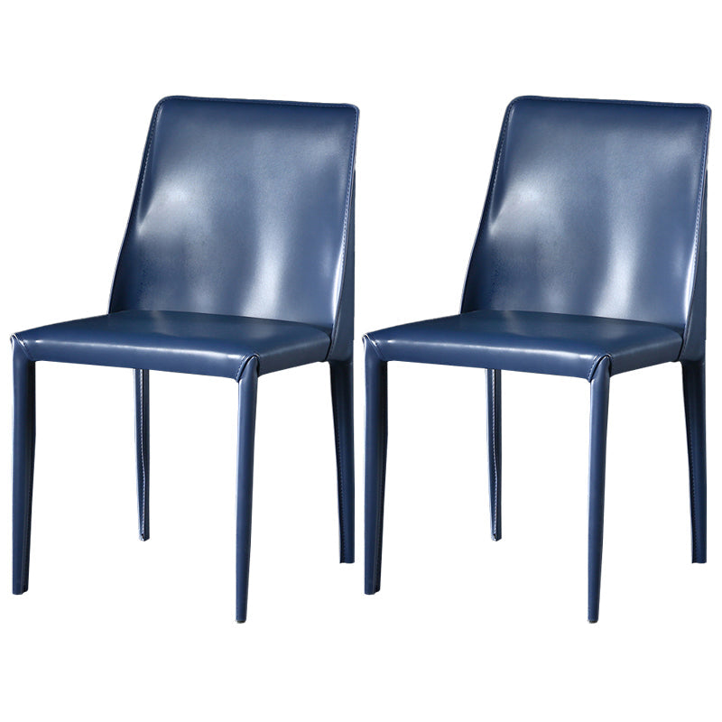 Contemporary Leather Dining Room Chairs Upholstered Armless Dining Chairs for Home Use Blue 2 Piece Set Clearhalo ' kitchen&dining_furn' 'Dining Chairs' 'Dining Tables & Seating' 'dining_chair' 'furn' 'furn_dining_chair' 'Furniture' 'furniture_dining_chair' 'Kitchen & Dining Furniture' 'kitchen' 3854169