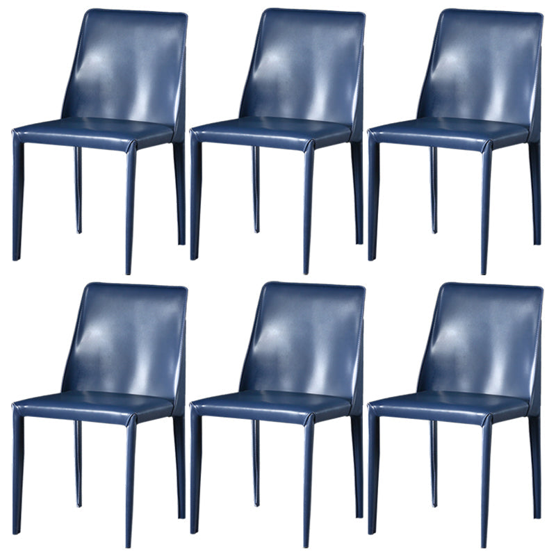 Contemporary Leather Dining Room Chairs Upholstered Armless Dining Chairs for Home Use Blue 6 Piece Set Clearhalo ' kitchen&dining_furn' 'Dining Chairs' 'Dining Tables & Seating' 'dining_chair' 'furn' 'furn_dining_chair' 'Furniture' 'furniture_dining_chair' 'Kitchen & Dining Furniture' 'kitchen' 3854171