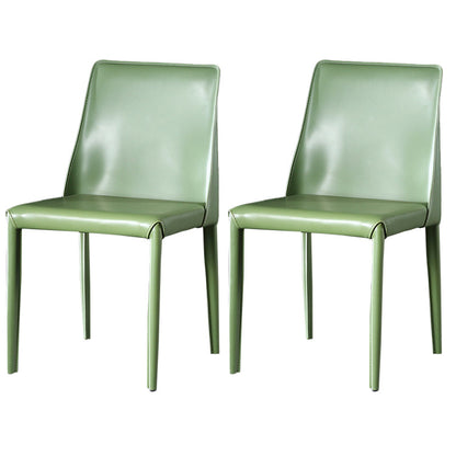 Contemporary Leather Dining Room Chairs Upholstered Armless Dining Chairs for Home Use Light Green 2 Piece Set Clearhalo ' kitchen&dining_furn' 'Dining Chairs' 'Dining Tables & Seating' 'dining_chair' 'furn' 'furn_dining_chair' 'Furniture' 'furniture_dining_chair' 'Kitchen & Dining Furniture' 'kitchen' 3854172