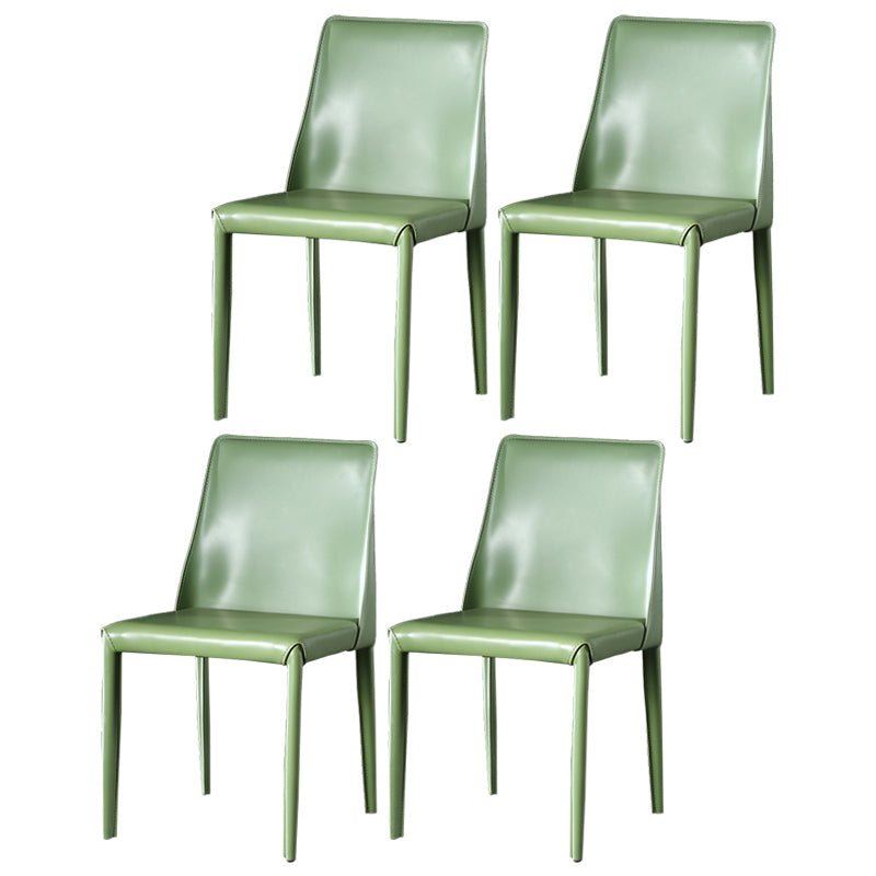 Contemporary Leather Dining Room Chairs Upholstered Armless Dining Chairs for Home Use Light Green 4 Piece Set Clearhalo ' kitchen&dining_furn' 'Dining Chairs' 'Dining Tables & Seating' 'dining_chair' 'furn' 'furn_dining_chair' 'Furniture' 'furniture_dining_chair' 'Kitchen & Dining Furniture' 'kitchen' 3854173