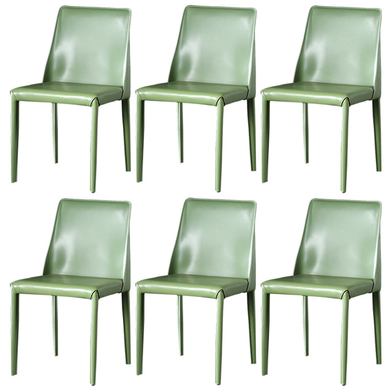 Contemporary Leather Dining Room Chairs Upholstered Armless Dining Chairs for Home Use Light Green 6 Piece Set Clearhalo ' kitchen&dining_furn' 'Dining Chairs' 'Dining Tables & Seating' 'dining_chair' 'furn' 'furn_dining_chair' 'Furniture' 'furniture_dining_chair' 'Kitchen & Dining Furniture' 'kitchen' 3854174