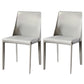 Contemporary Leather Dining Room Chairs Upholstered Armless Dining Chairs for Home Use Light Gray 2 Piece Set Clearhalo ' kitchen&dining_furn' 'Dining Chairs' 'Dining Tables & Seating' 'dining_chair' 'furn' 'furn_dining_chair' 'Furniture' 'furniture_dining_chair' 'Kitchen & Dining Furniture' 'kitchen' 3854178
