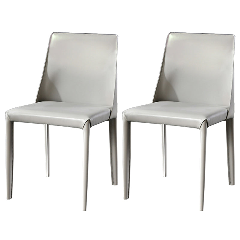Contemporary Leather Dining Room Chairs Upholstered Armless Dining Chairs for Home Use Light Gray 2 Piece Set Clearhalo ' kitchen&dining_furn' 'Dining Chairs' 'Dining Tables & Seating' 'dining_chair' 'furn' 'furn_dining_chair' 'Furniture' 'furniture_dining_chair' 'Kitchen & Dining Furniture' 'kitchen' 3854178