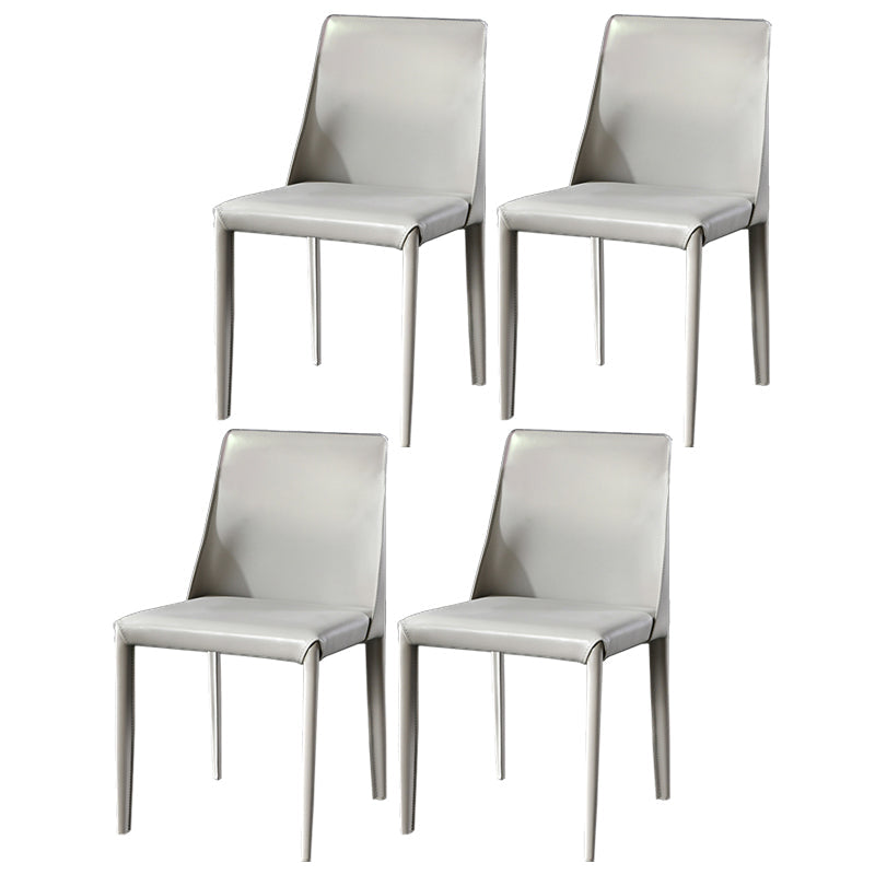 Contemporary Leather Dining Room Chairs Upholstered Armless Dining Chairs for Home Use Light Gray 4 Piece Set Clearhalo ' kitchen&dining_furn' 'Dining Chairs' 'Dining Tables & Seating' 'dining_chair' 'furn' 'furn_dining_chair' 'Furniture' 'furniture_dining_chair' 'Kitchen & Dining Furniture' 'kitchen' 3854179