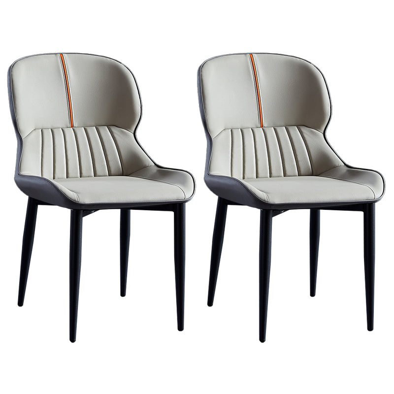 Contemporary Style Metal Dining Chairs Wingback Arm Chairs for Kitchen Light Gray 2 Piece Set Clearhalo ' kitchen&dining_furn' 'Dining Chairs' 'Dining Tables & Seating' 'dining_chair' 'furn' 'furn_dining_chair' 'Furniture' 'furniture_dining_chair' 'Kitchen & Dining Furniture' 'kitchen' 3854183