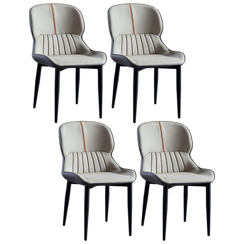 Contemporary Style Metal Dining Chairs Wingback Arm Chairs for Kitchen Light Gray 4 Piece Set Clearhalo ' kitchen&dining_furn' 'Dining Chairs' 'Dining Tables & Seating' 'dining_chair' 'furn' 'furn_dining_chair' 'Furniture' 'furniture_dining_chair' 'Kitchen & Dining Furniture' 'kitchen' 3854185