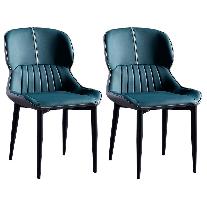 Contemporary Style Metal Dining Chairs Wingback Arm Chairs for Kitchen Blackish Green 2 Piece Set Clearhalo ' kitchen&dining_furn' 'Dining Chairs' 'Dining Tables & Seating' 'dining_chair' 'furn' 'furn_dining_chair' 'Furniture' 'furniture_dining_chair' 'Kitchen & Dining Furniture' 'kitchen' 3854189