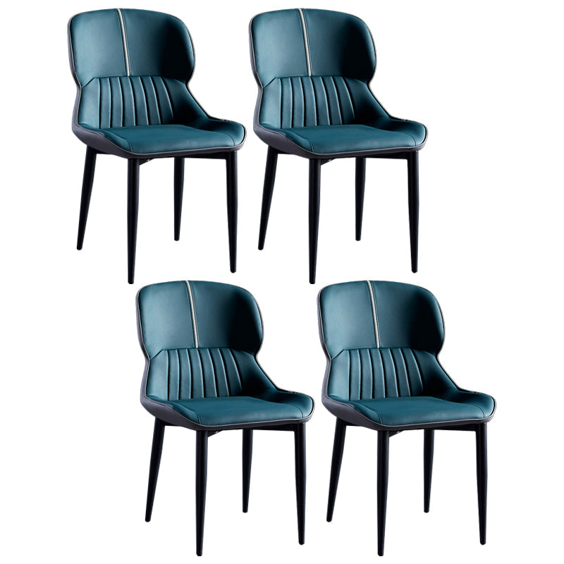 Contemporary Style Metal Dining Chairs Wingback Arm Chairs for Kitchen Blackish Green 4 Piece Set Clearhalo ' kitchen&dining_furn' 'Dining Chairs' 'Dining Tables & Seating' 'dining_chair' 'furn' 'furn_dining_chair' 'Furniture' 'furniture_dining_chair' 'Kitchen & Dining Furniture' 'kitchen' 3854192