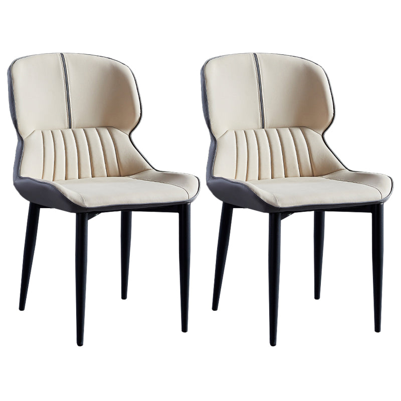 Contemporary Style Metal Dining Chairs Wingback Arm Chairs for Kitchen Cream Gray 2 Piece Set Clearhalo ' kitchen&dining_furn' 'Dining Chairs' 'Dining Tables & Seating' 'dining_chair' 'furn' 'furn_dining_chair' 'Furniture' 'furniture_dining_chair' 'Kitchen & Dining Furniture' 'kitchen' 3854196