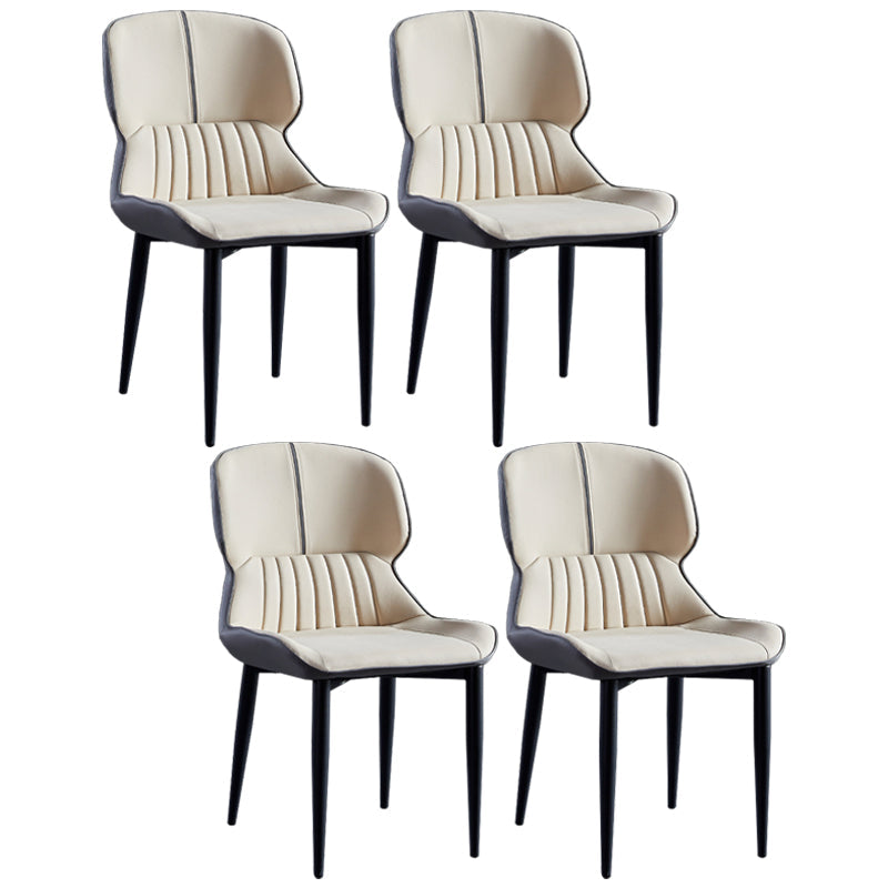 Contemporary Style Metal Dining Chairs Wingback Arm Chairs for Kitchen Cream Gray 4 Piece Set Clearhalo ' kitchen&dining_furn' 'Dining Chairs' 'Dining Tables & Seating' 'dining_chair' 'furn' 'furn_dining_chair' 'Furniture' 'furniture_dining_chair' 'Kitchen & Dining Furniture' 'kitchen' 3854198
