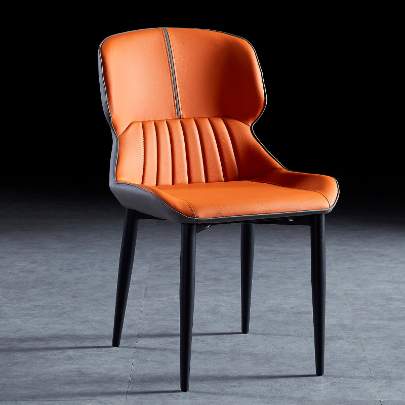 Contemporary Style Metal Dining Chairs Wingback Arm Chairs for Kitchen Orange 1 Piece Clearhalo ' kitchen&dining_furn' 'Dining Chairs' 'Dining Tables & Seating' 'dining_chair' 'furn' 'furn_dining_chair' 'Furniture' 'furniture_dining_chair' 'Kitchen & Dining Furniture' 'kitchen' 3854200